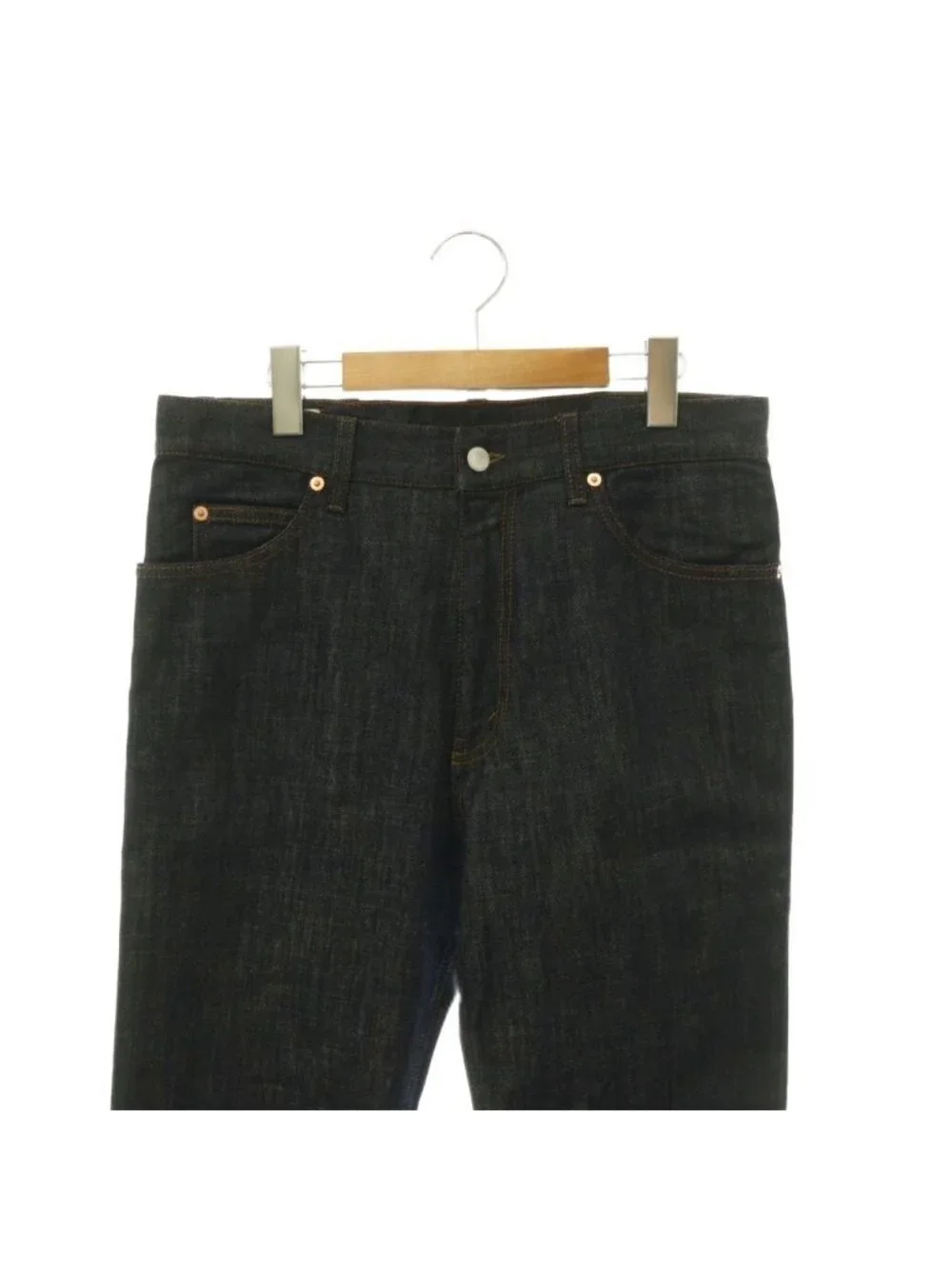 Gucci Logo Patch Straight Denim Pants Jeans 32 Navy